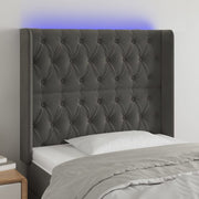 Hoofdbord 103x16x118/128 cm fluweel donkergrijs LED