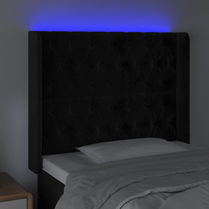 Hoofdbord Led Fluweel 103 x 16 x 118/128 cm Zwart