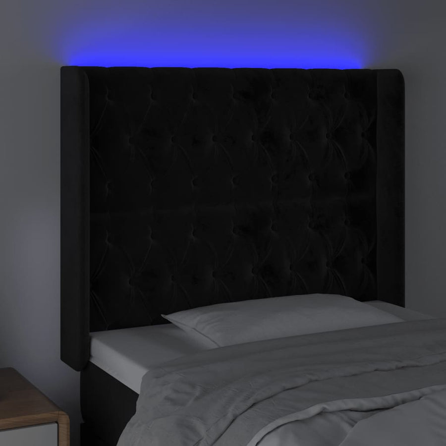 Hoofdbord Led Fluweel 103 x 16 x 118/128 cm Zwart