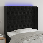 Hoofdbord 103x16x118/128 cm fluweel zwart LED