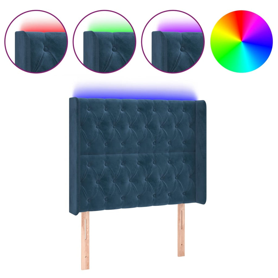 Hoofdbord Led Fluweel 103 x 16 x 118/128 cm