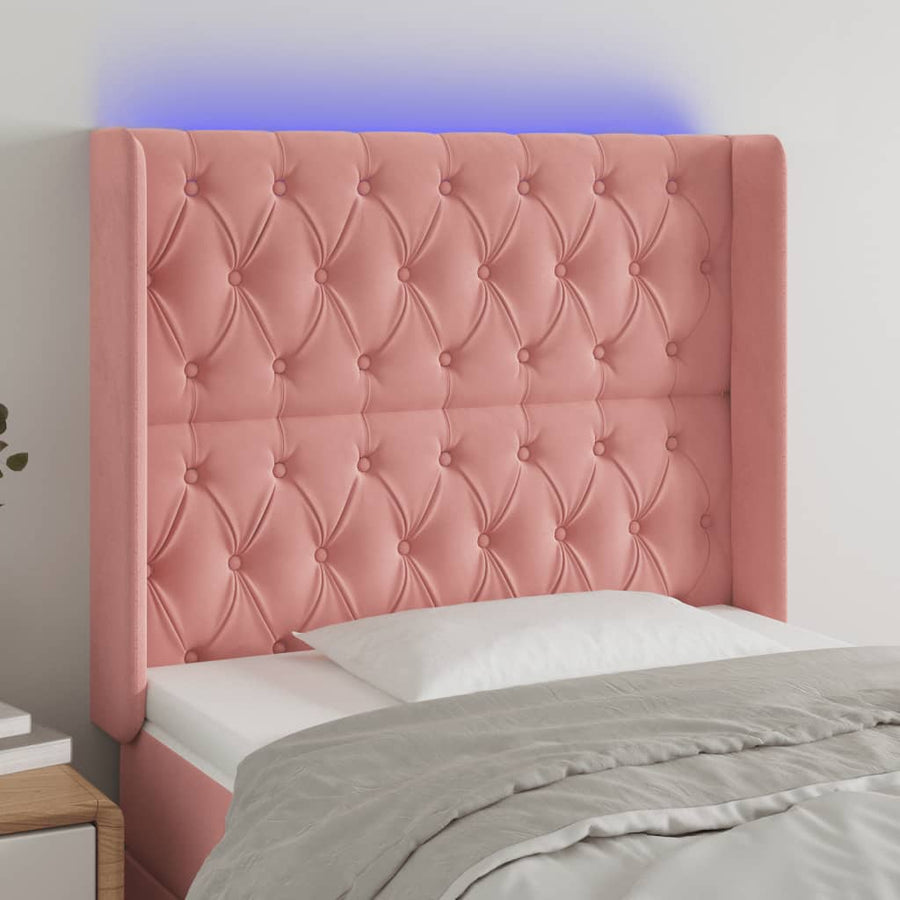 Hoofdbord Led Fluweel 103 x 16 x 118/128 cm Roze