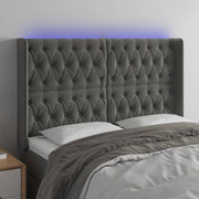 Headboard LED 147x16x118/128 cm velvet dark grey