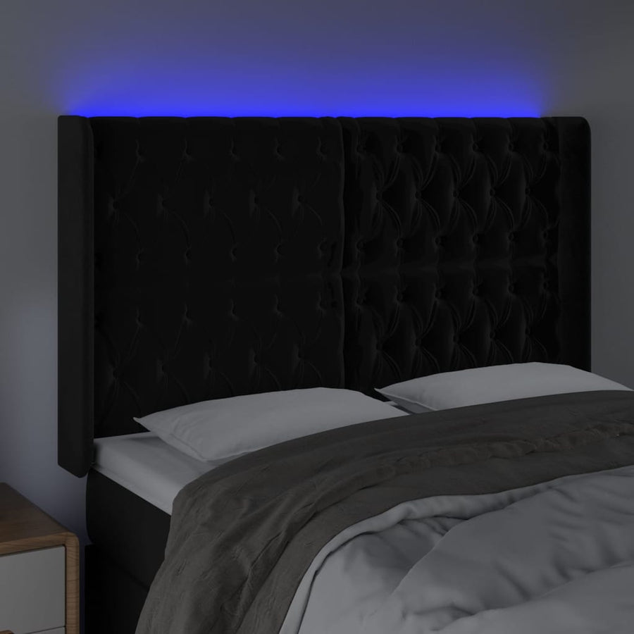 Hoofdbord Led Fluweel 1 147 x 16 x 118/128 cm Zwart