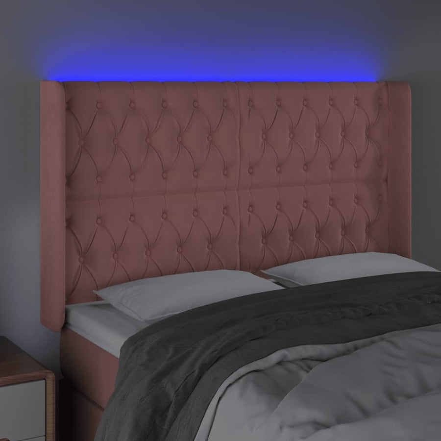 Hoofdbord Led Fluweel 1 147 x 16 x 118/128 cm Roze