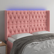 Headboard LED 147x16x118/128 cm velvet pink