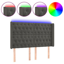 Hoofdbord Led Fluweel 163 x 16 x 118/128 cm Donkergrijs