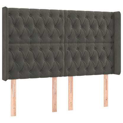 Hoofdbord Led Fluweel 163 x 16 x 118/128 cm Donkergrijs