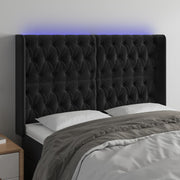 Hoofdbord 163x16x118/128 cm fluweel zwart LED