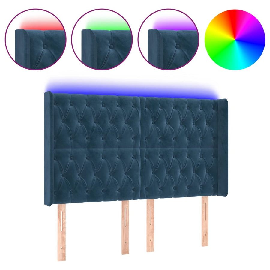 Hoofdbord Led Fluweel 163 x 16 x 118/128 cm