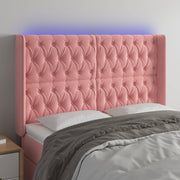 Hoofdbord 163x16x118/128 cm fluweel roze LED