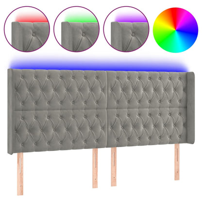 Hoofdbord Led Fluweel 183 x 16 x 118/128 cm Lichtgrijs