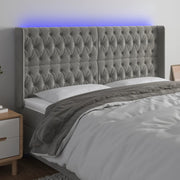Hoofdbord 183x16x118/128 cm fluweel lichtgrijs LED