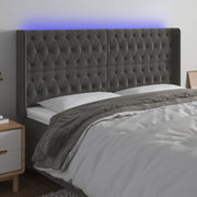 Hoofdbord 183x16x118/128 cm fluweel donkergrijs LED