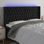 Hoofdbord 183x16x118/128 cm fluweel zwart LED