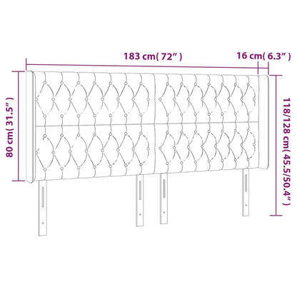 Hoofdbord LED 183x16x118/128 cm fluweel donkerblauw