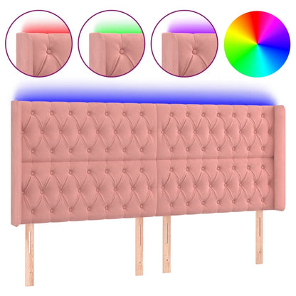 Hoofdbord Led Fluweel 1 183 x 16 x 118/128 cm Roze