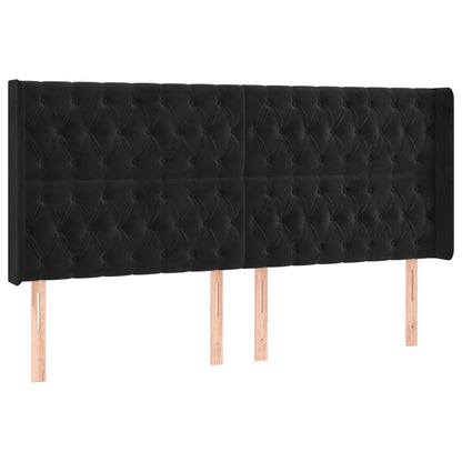 Hoofdbord Led Fluweel 203 x 16 x 118/128 cm Zwart
