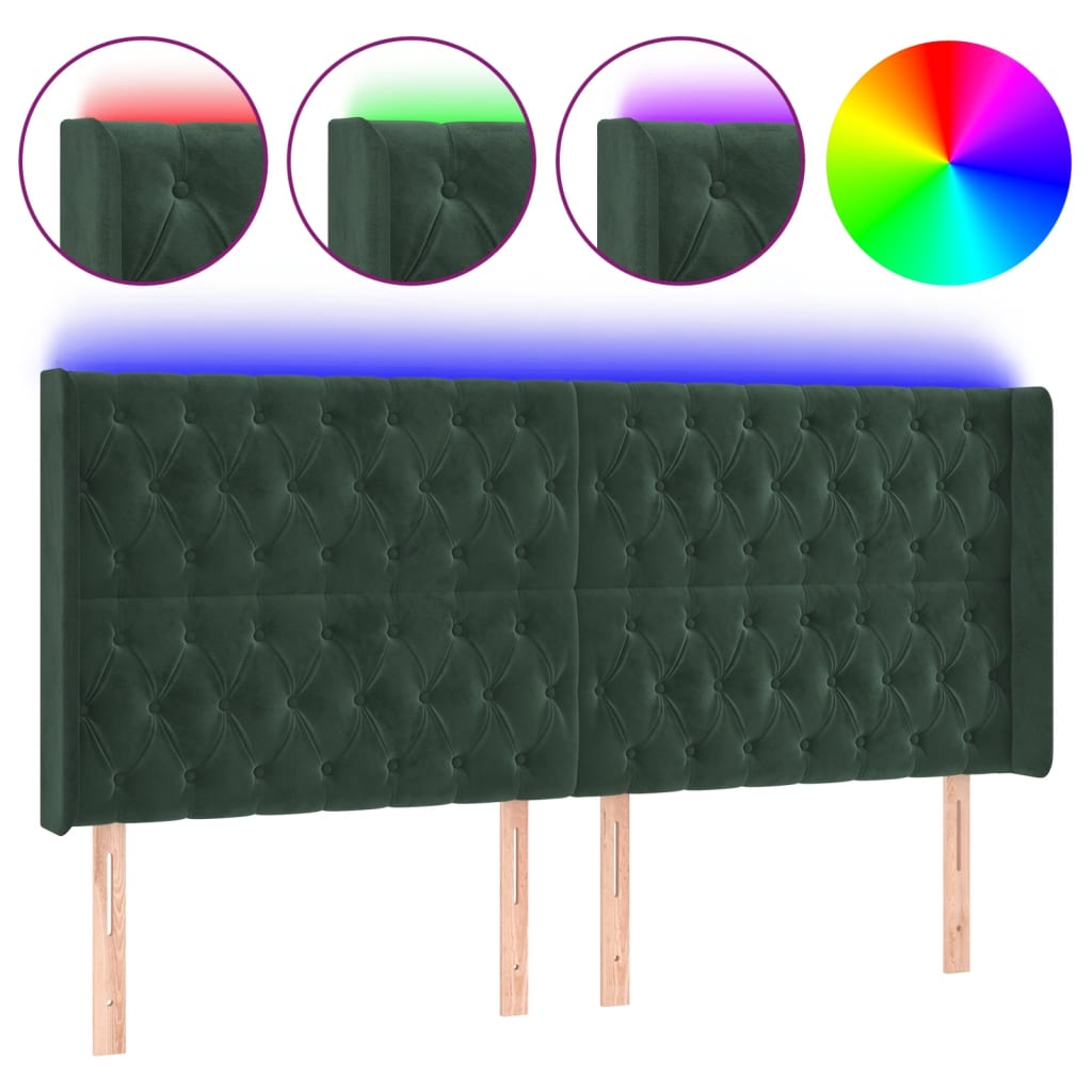 Hoofdbord Led Fluweel 203 x 16 x 118/128 cm