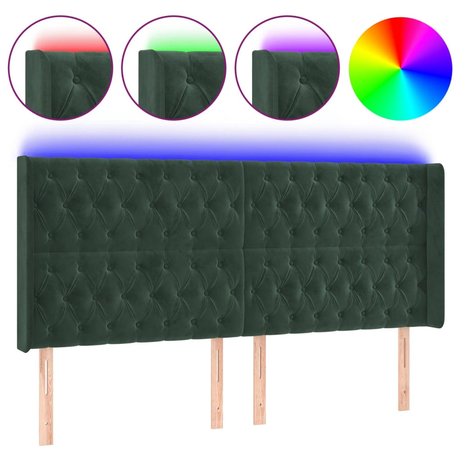 Hoofdbord Led Fluweel 203 x 16 x 118/128 cm