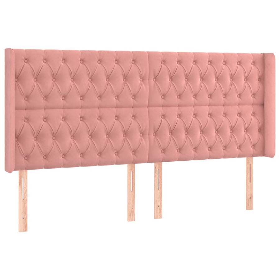 Hoofdbord Led Fluweel 203 x 16 x 118/128 cm Roze