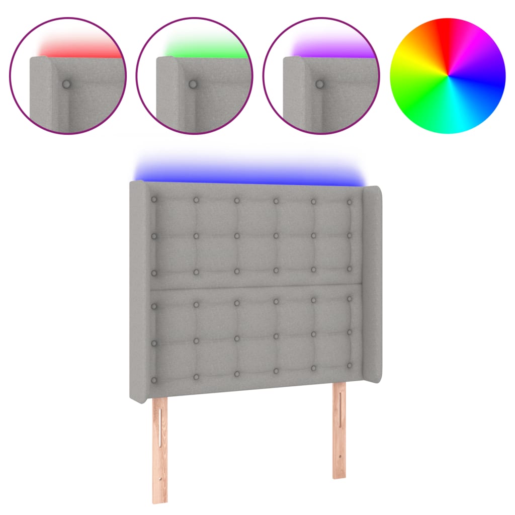 Hoofdbord Led Stof 83 x 16 x 118/128 cm Lichtgrijs