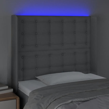 Hoofdbord Led Stof 83 x 16 x 118/128 cm Lichtgrijs