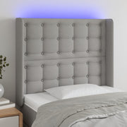 Hoofdbord 83x16x118/128 cm stof lichtgrijs LED