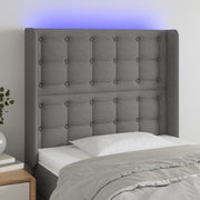 Hoofdbord LED 83x16x118/128 cm stof donkergrijs