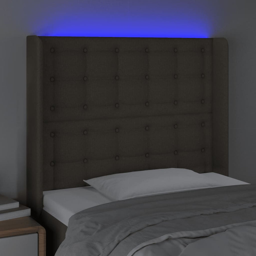 Hoofdbord Led Stof 1 83 x 16 x 118/128 cm Taupe