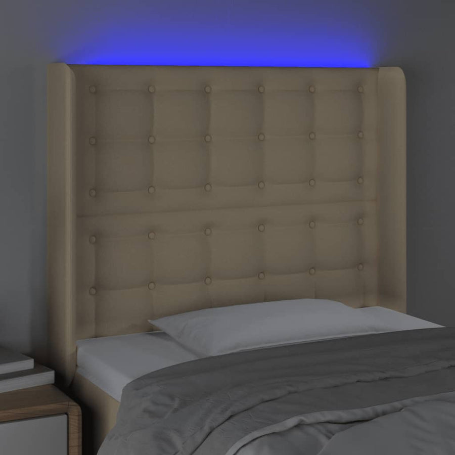 Hoofdbord Led Stof Kleurig 83 x 16 x 118/128 cm Crème