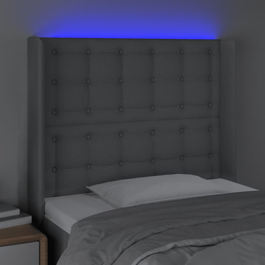 Hoofdbord LED 93x16x118/128 cm stof lichtgrijs 93 x 16 x 118/128 cm Lichtgrijs