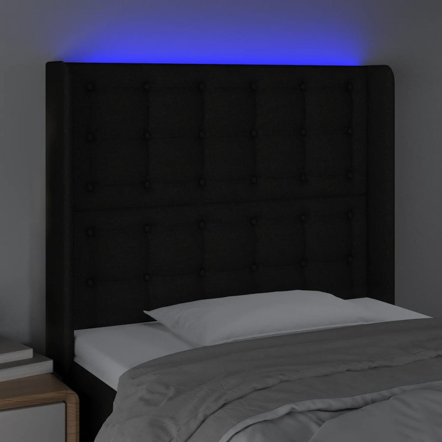 Hoofdbord Led Stof 93 x 16 x 118/128 cm Zwart