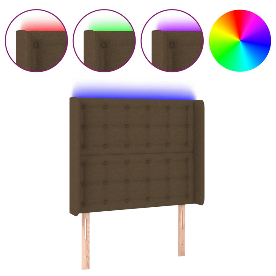 Hoofdbord Led Stof 93 x 16 x 118/128 cm Donkerbruin