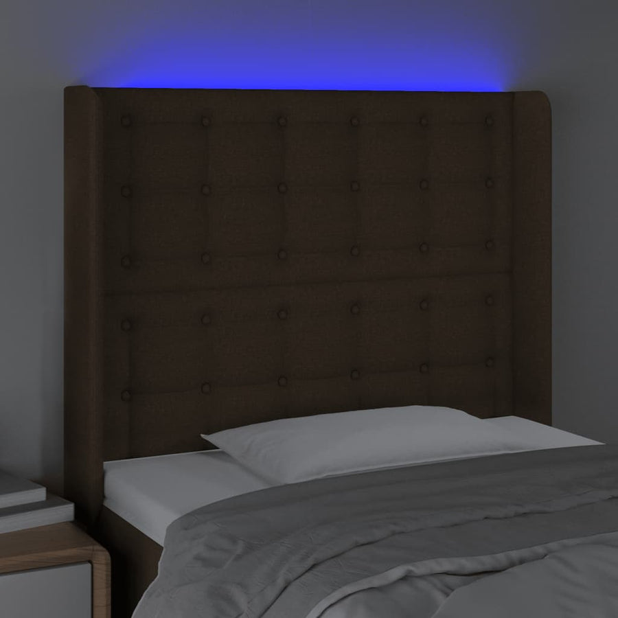 Hoofdbord Led Stof 93 x 16 x 118/128 cm Donkerbruin