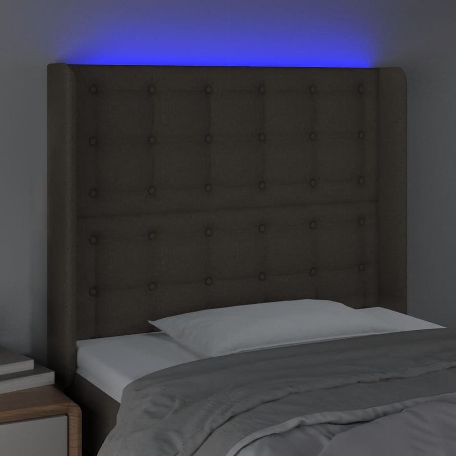 Hoofdbord Led Stof 93 x 16 x 118/128 cm Taupe
