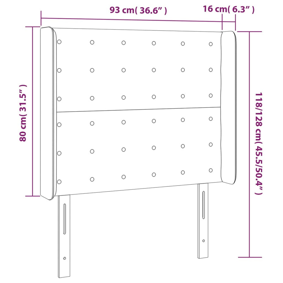 Hoofdbord Led Stof 93 x 16 x 118/128 cm Taupe