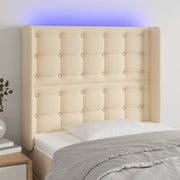 Hoofdbord LED 93x16x118/128 cm stof crèmekleurig