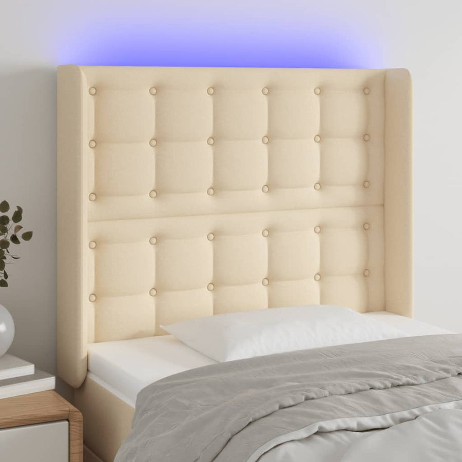 Hoofdbord Led 203X16X78/88 Cm Stof Taupe
