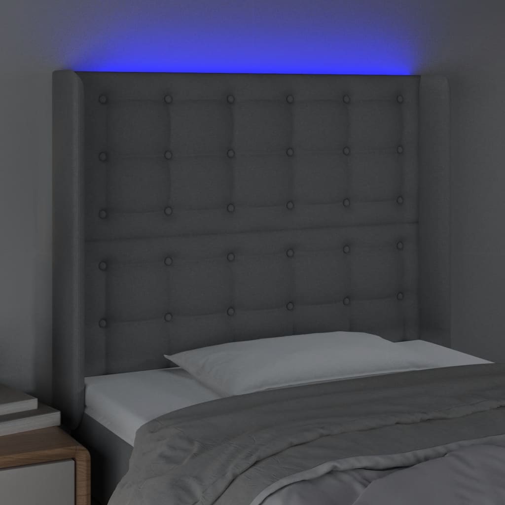 Hoofdbord Led Stof 103 x 16 x 118/128 cm Lichtgrijs