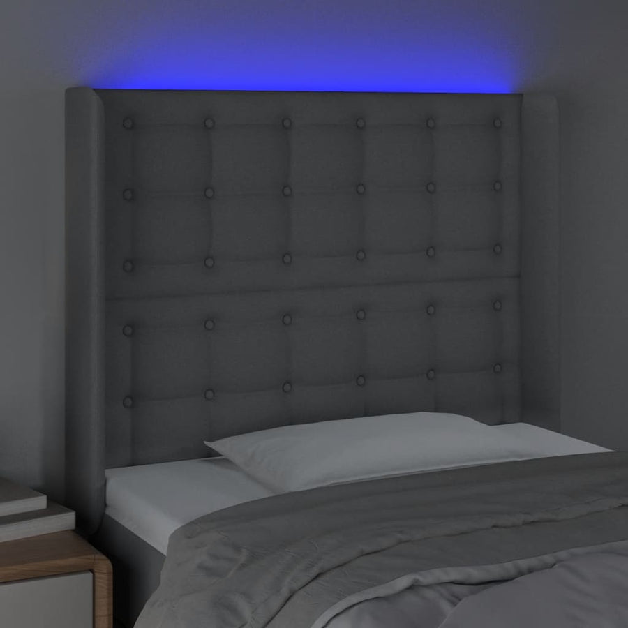 Hoofdbord Led Stof 103 x 16 x 118/128 cm Lichtgrijs