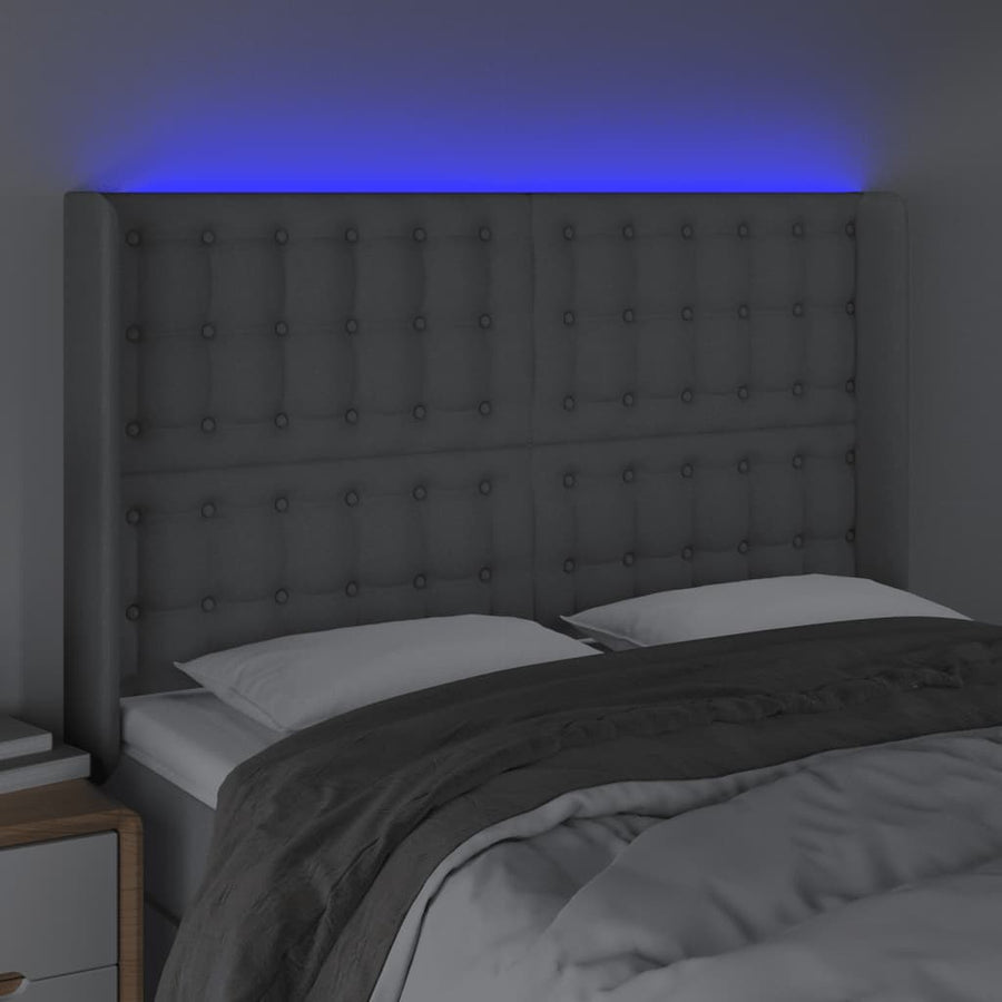 Hoofdbord Led Stof 1 147 x 16 x 118/128 cm Lichtgrijs