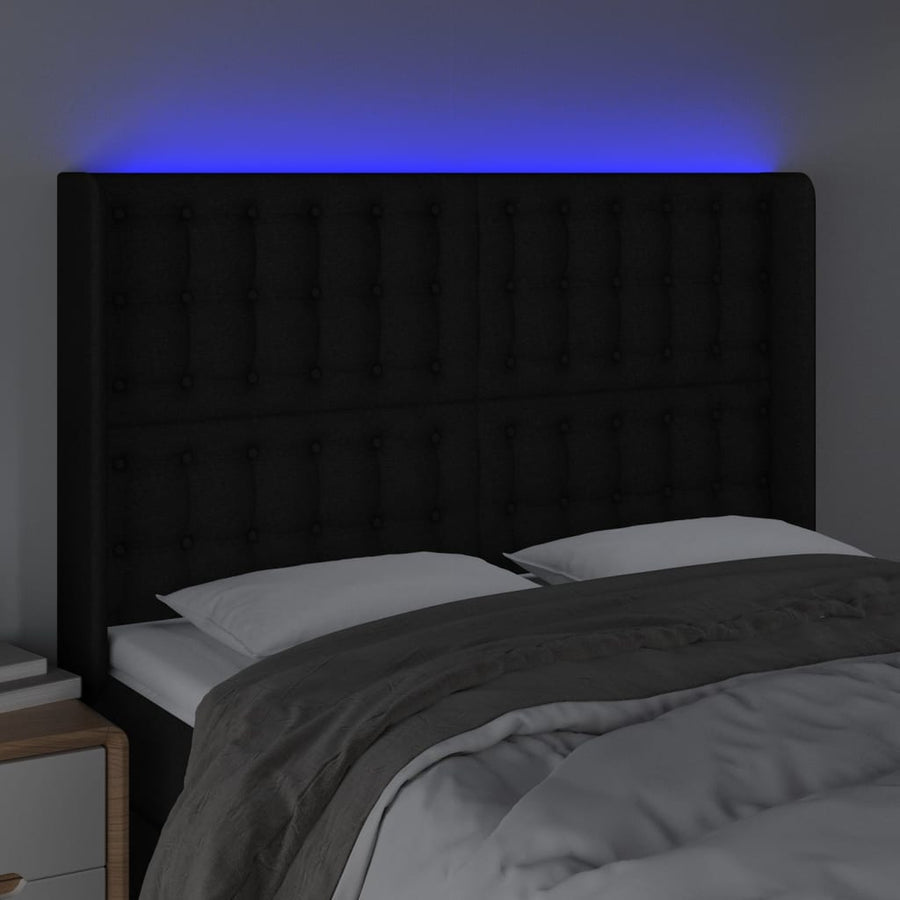 Hoofdbord Led Stof 1 147 x 16 x 118/128 cm Zwart