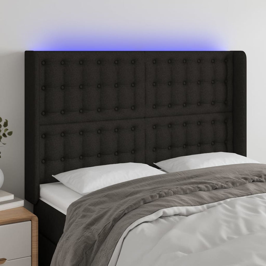 Hoofdbord Led Stof 1 147 x 16 x 118/128 cm Zwart