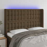Hoofdbord 147x16x118/128 cm stof donkerbruin LED