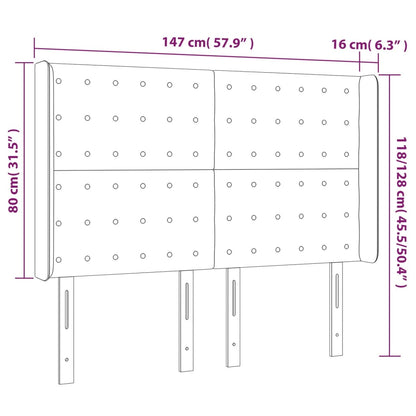 Hoofdbord Led Stof 1 147 x 16 x 118/128 cm Taupe
