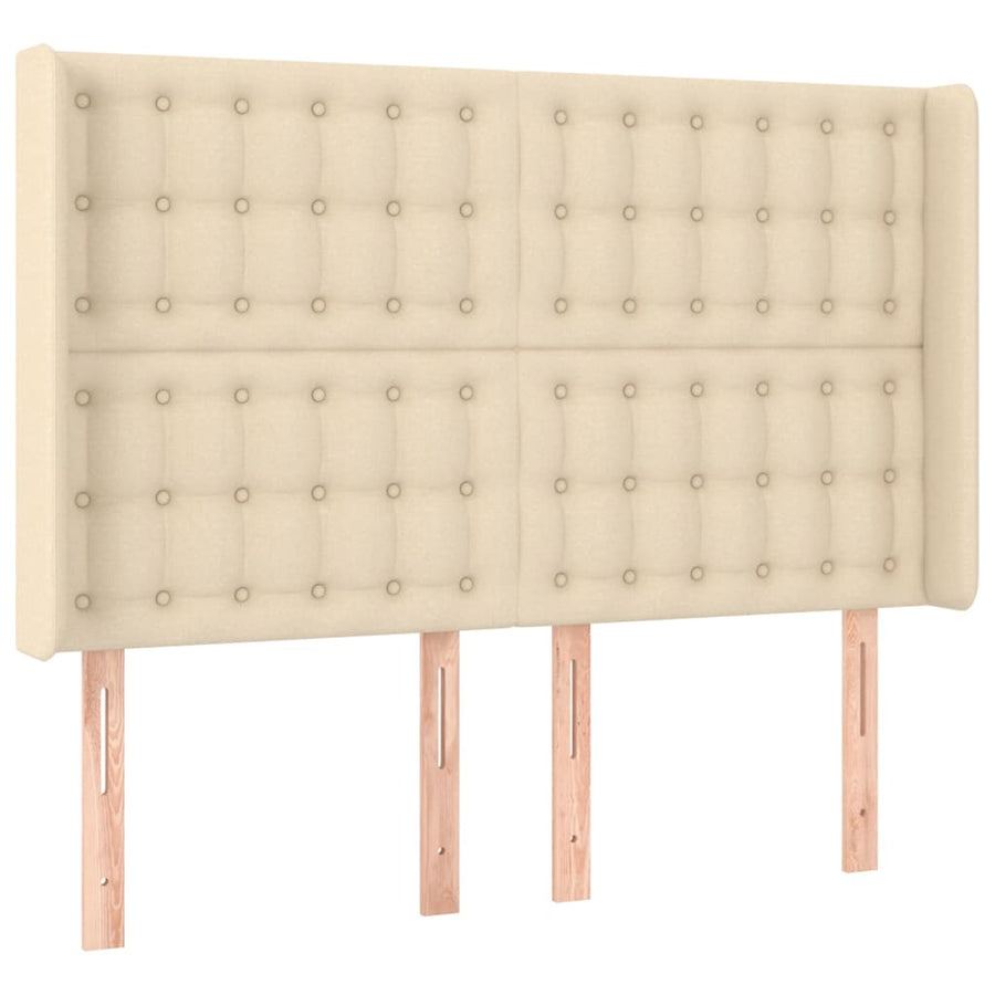 Hoofdbord Led Stof Kleurig 147 x 16 x 118/128 cm Crème