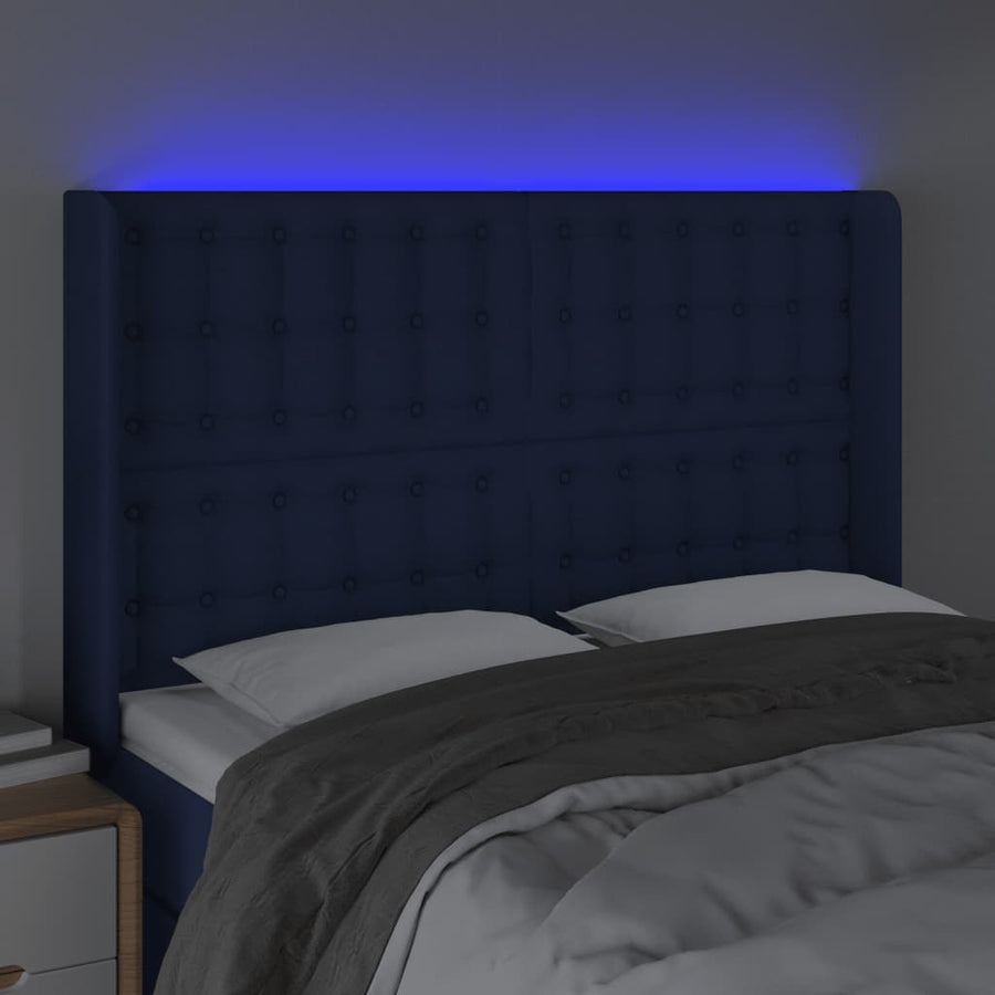 Hoofdbord Led Stof 1 147 x 16 x 118/128 cm Blauw