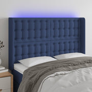 Hoofdbord 147x16x118/128 cm stof blauw LED