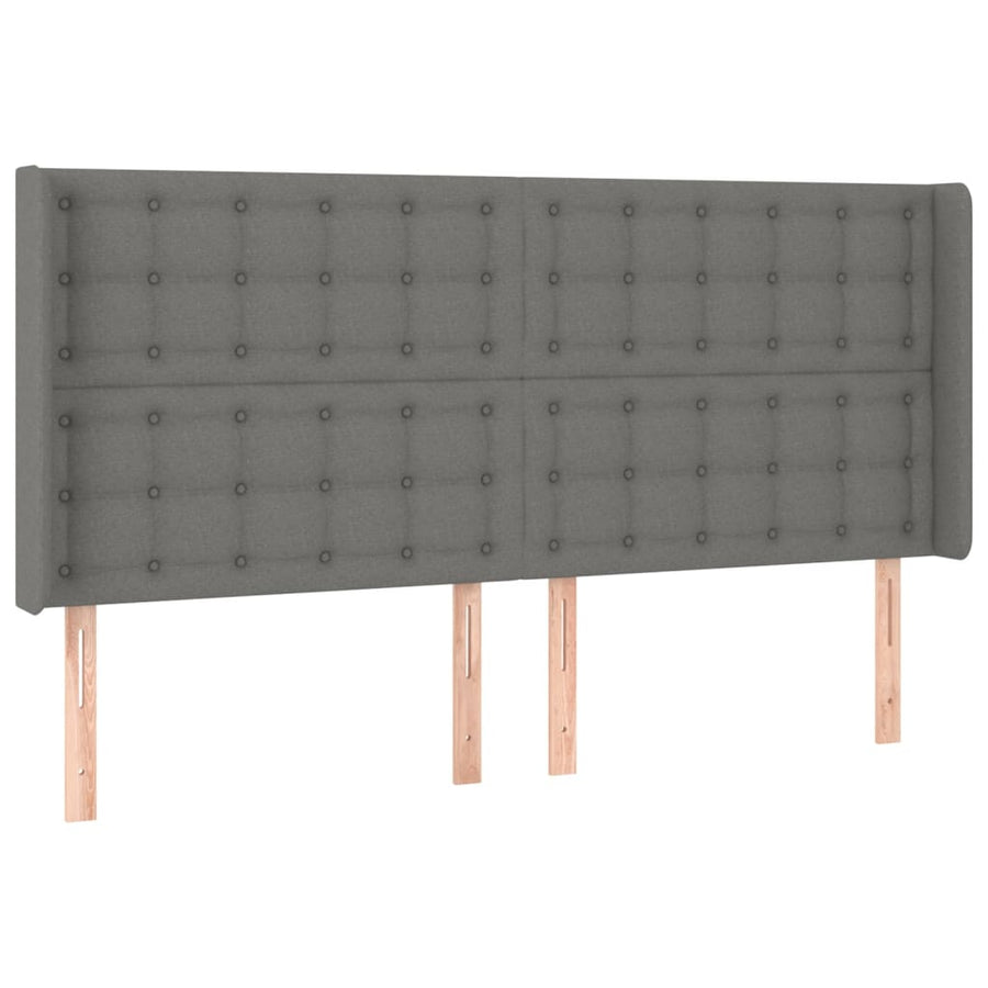 Hoofdbord Led Stof 1 163 x 16 x 118/128 cm Donkergrijs